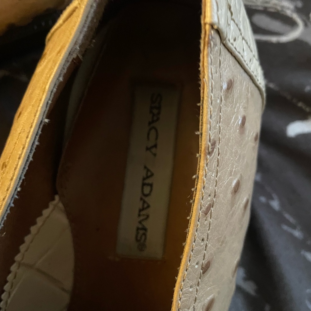 Stacy Adams Cream and Brown Textured Loafers - Picture 3 of 4